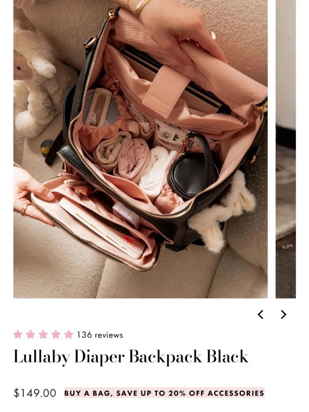 Poppy & Peonies Lullaby Diaper Backpack - Black